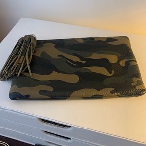 G.I.L.I. Camo leather clutch with tassel